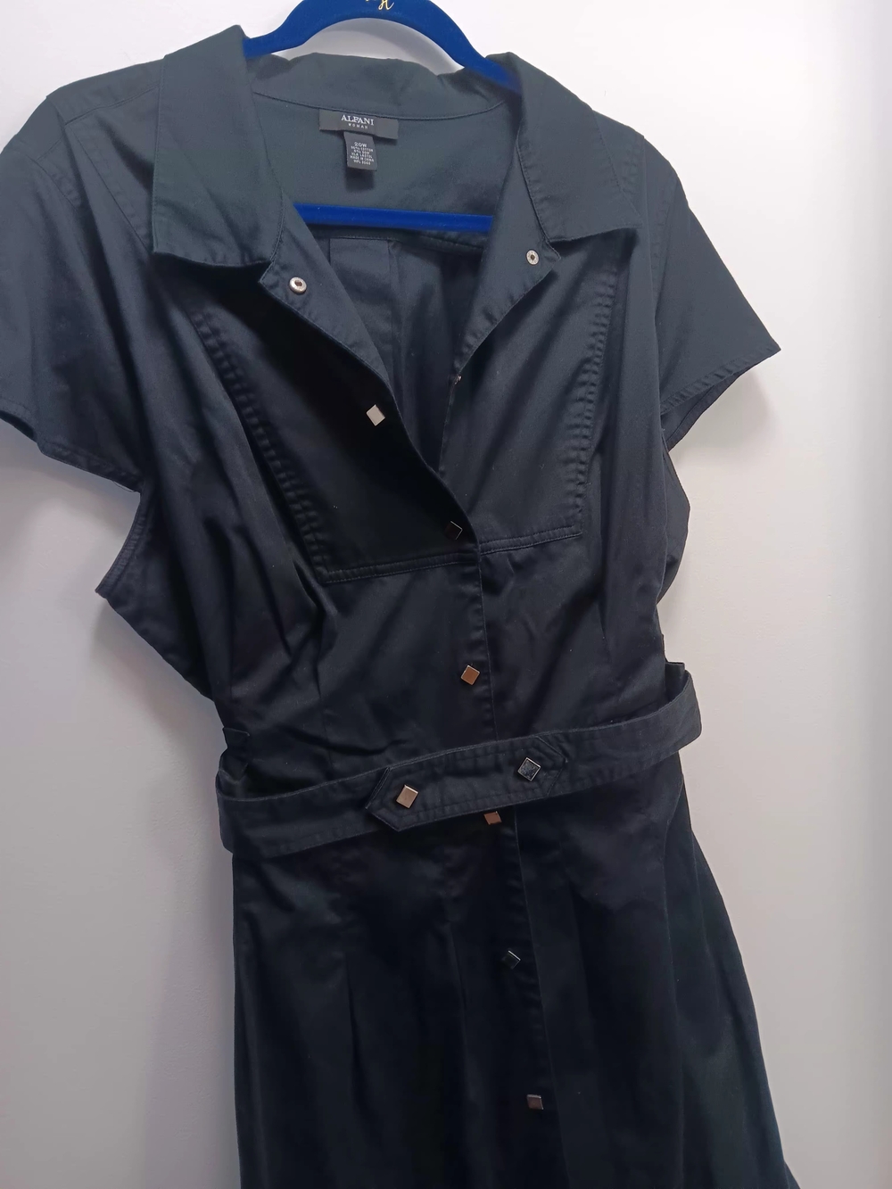 Alfani Black Snap-Front Belted Dress